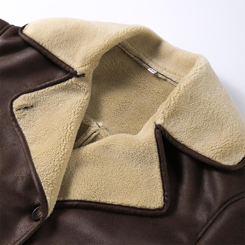 Vintage Casual Damska Skórzana Kurtka Dwustronna Jednorzędowa Luźna Kieszenie Płaszcze Moda Jesień Zima Odzież Wierzchnia