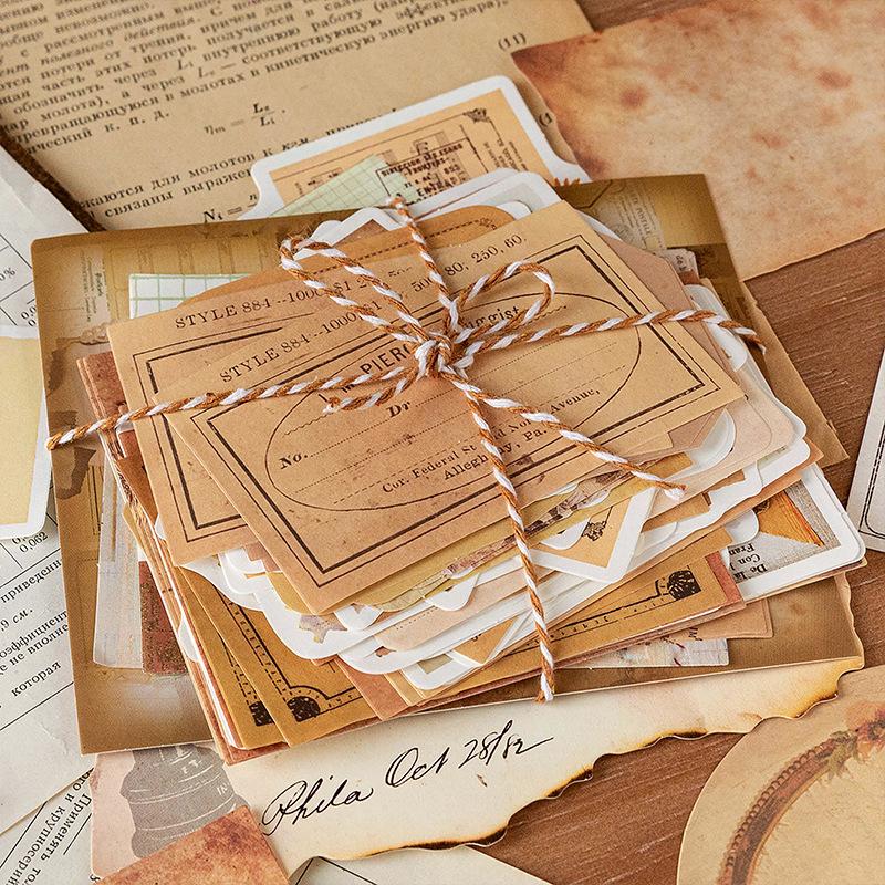 100PCS/Pack Vintage Memo Paper Set DIY Scrapbooking School Supplies Decor Junk Journal Marking Stationery Notes Paper New Gift