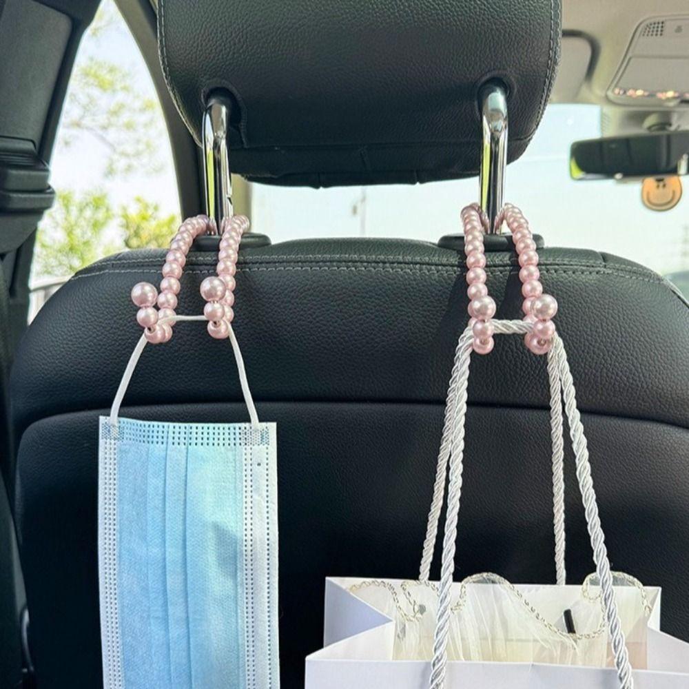 2Pcs Strong Storage Pearl Hanger Auto Hook Rear Bearing Car Seat Headrest Hooks  Clothes