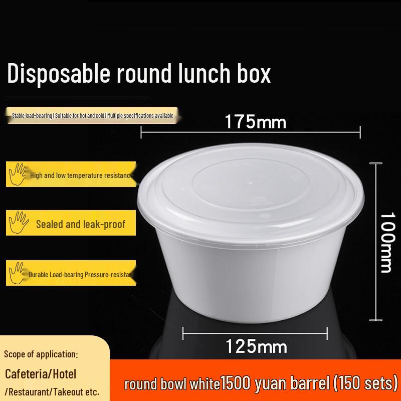 Homeglen Disposable Round Plastic Food Containers with Lids