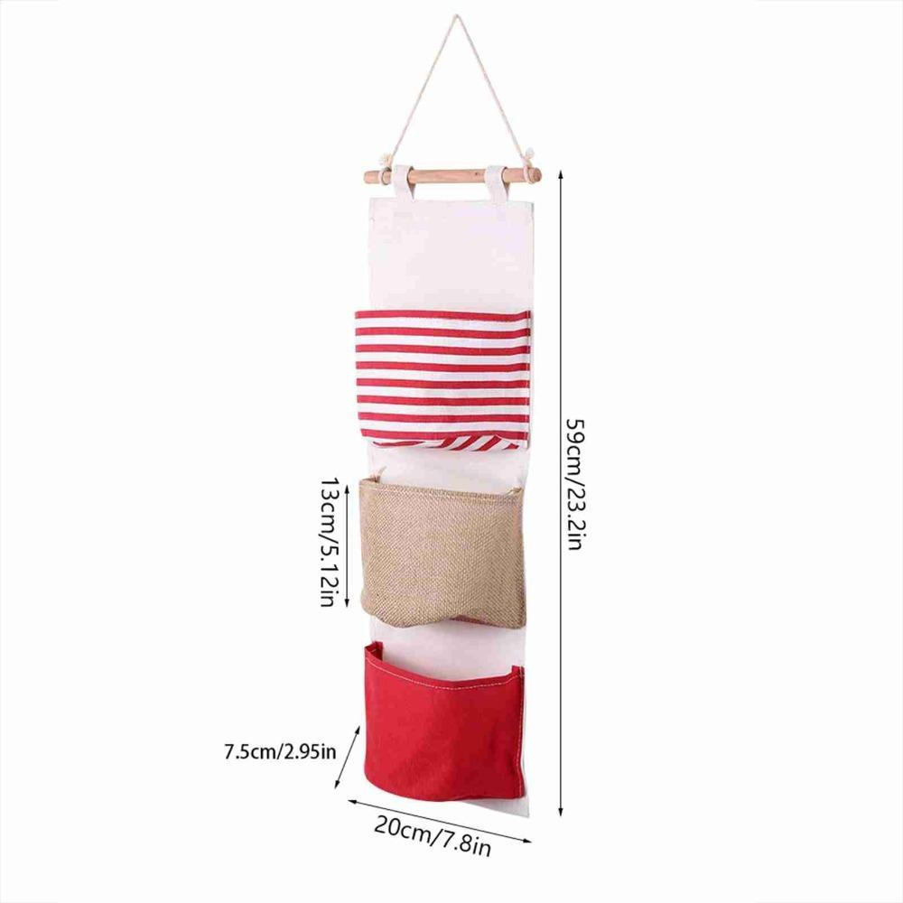 

3Layer Design Linen Storage Bag Waterproof Material Wardrobe Hanging Bag Wall Pouch Door Hanging червоний