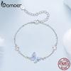 Bamoer 925 Silver Butterfly Charm Bracelet Lightweight CZ Beads Link Chain for Women Teens Gift Natural Wrist Decor