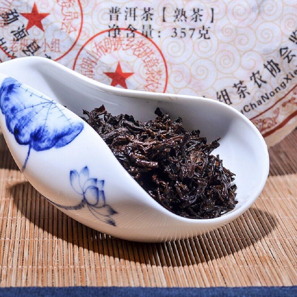 2008 År Sanpa Lao Ban Zhang Moden Puerh Pu'er Naturlig Shu Puer Te 357g Svart