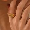Thumb Ring Geometric Lines Shape Adjustable Opening Design Finger Ring Stainless Steel Finger Band Versatile Jewelry Gift