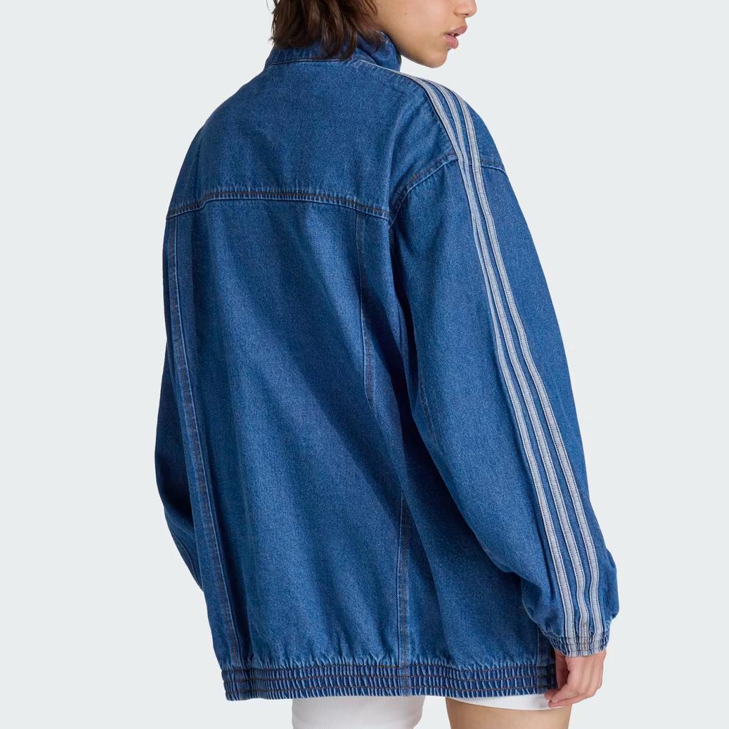 adidas Originals Firebird FW25 Adilenium Zip High Neck Striped Long Sleeve Denim Jacket Women Jackets KD2920
