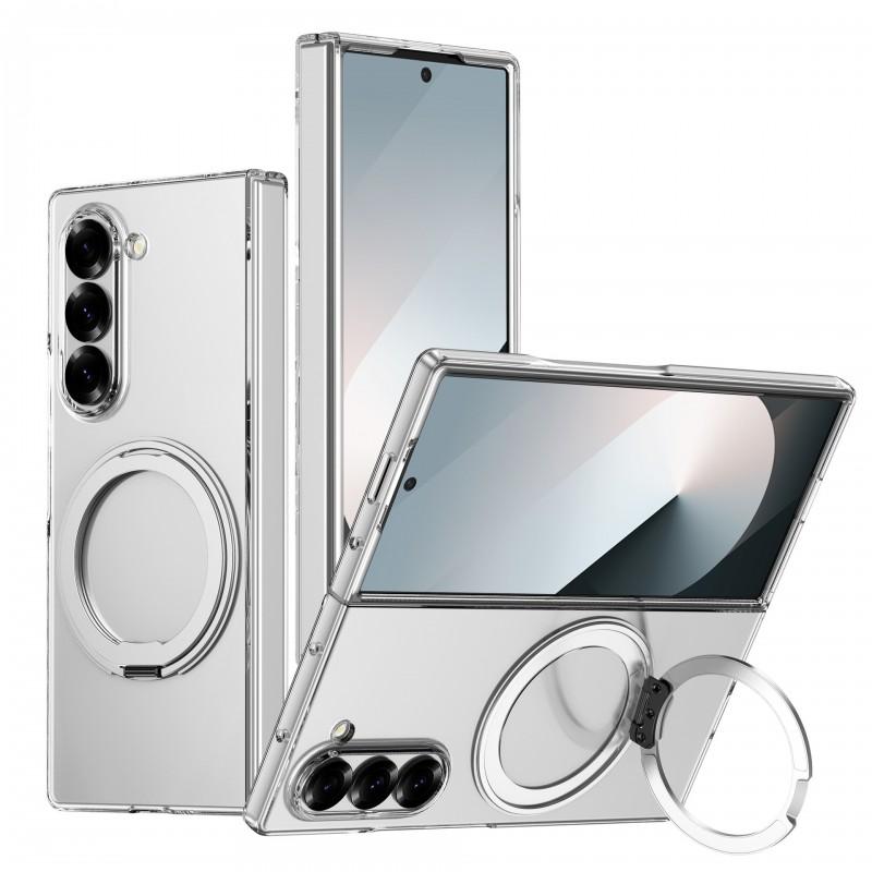 Custodia Magnetica per Telefono con Cavalletto Rotante a 360° Ricarica Wireless Galaxy Z Fold8 Fold7 Fold6 Cover Trasparente in PC
