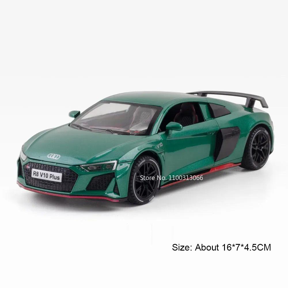 1:24 RS7 R8 V10 Cars Toys Alloy Diecast Models Light Sound Rubber Tires Vehicle Wheel Pull Back Miniature Car Kids Perfect Gifts