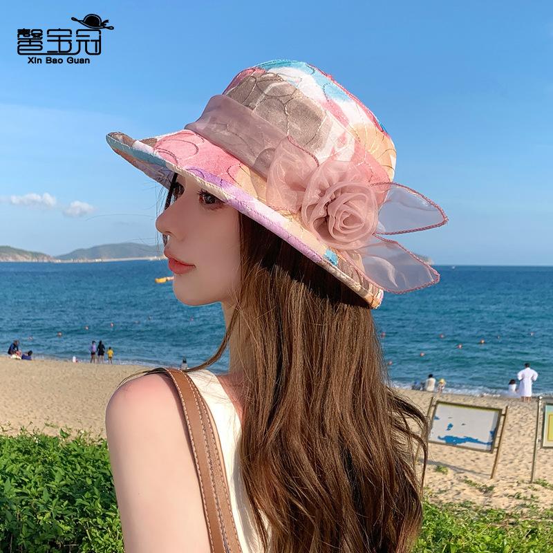8440 summer hat female mother sunscreen basin hat outdoor breathable sunshade sunscreen hat fashion versatile bucket hat tide