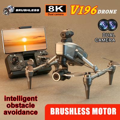 New V196 Drone Aerial Photography 360° Obstacle Avoidance Quadcopter Brushless Alloy Optical Flow Positioning Dual Camera Outdoor RC Toy Gift