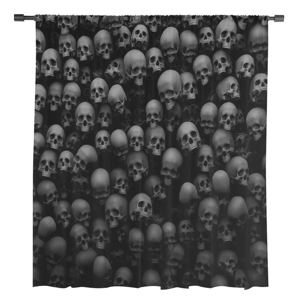 Black Skull Sheer Curtains Living Room Window Tulle Curtains For Bedroom Kitchen Home Decoration Voile Drapes