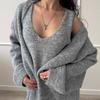 2026 Autumn and Winter European and American Style Hot-selling Sweater Set Women's Loose Extended Version Thickened Cardigan + V-neck Vest Skirt