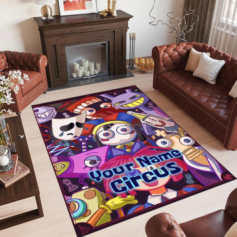 Personalized Crystal Velvet Carpet Custom Name Text,The Amazing Digital Circus Anti Slip Area Rug For Home Decoration