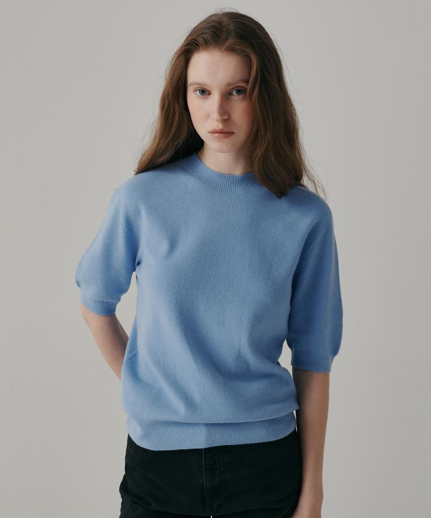 Banillaniteu Tinted Wool Whole Garment Short Sleeve Knit