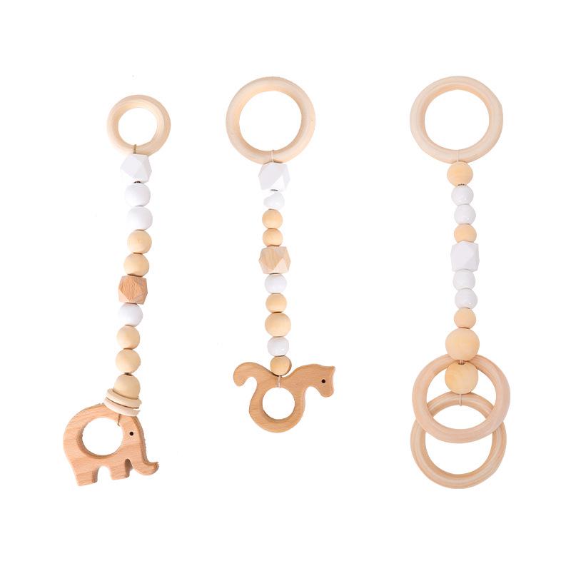 Nordic Wooden Baby Fitness Toy with Bells and Hanging Ornaments