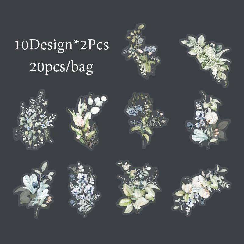 Mr.Paper,20PCS, Plant Themed Stickers, DIY Decorative Scrapbook Notebook Photo Frame Diary Stationery Flower Leaf Stickers Gifts
