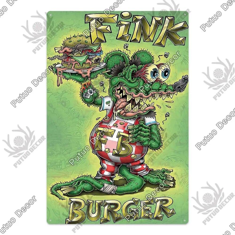 Putuo Decor Rat Fink Modified Car Culture Vintage Metal Tin Sign Decorative Plate for Garage Man Cave Bar Pub Club Decoration