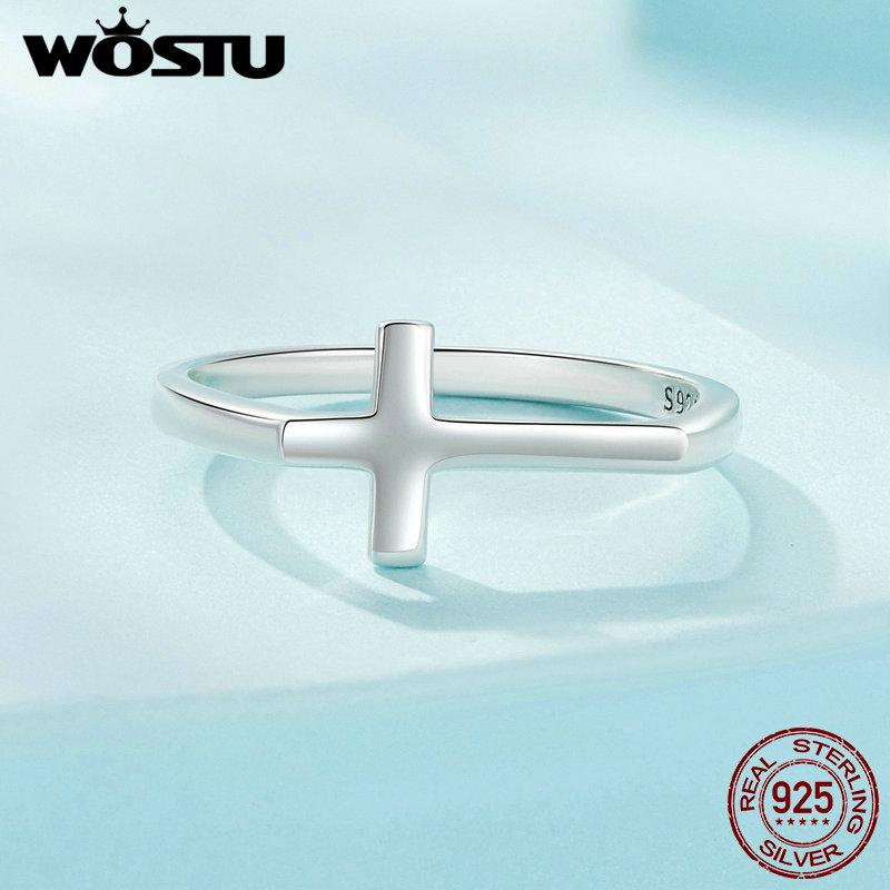 Original 925 Silver Cross Ring Oxidized Silver for Women Fine Jewelry Party Wedding Engagement Ring Gift FIR979