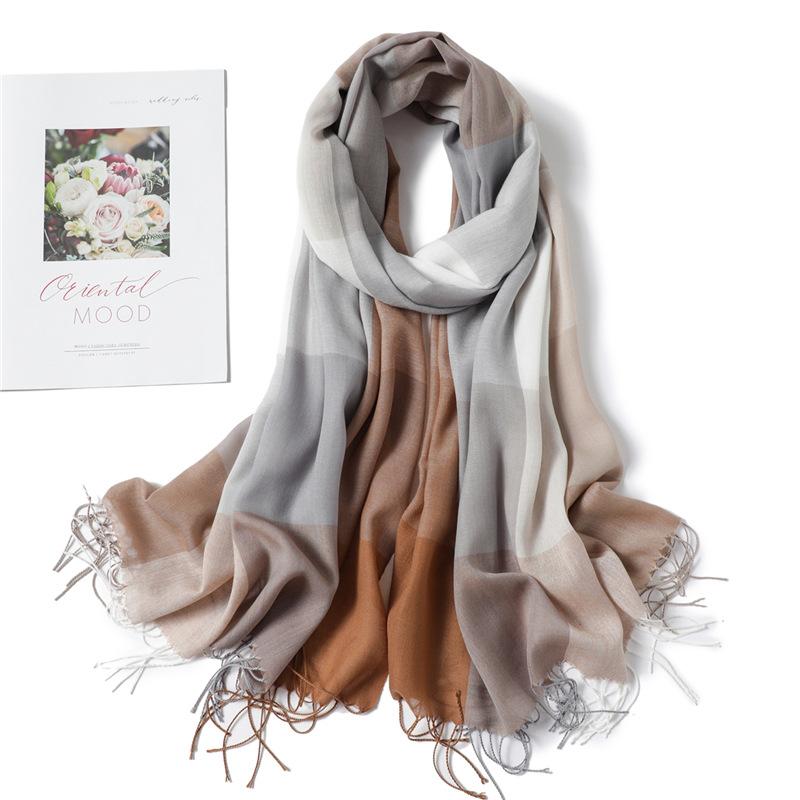 

2024 Осень и зима Имитация кашемира Шарф Однотонный Модный Универсальный Теплый Шаль Шарф с Кисточками 200*70cm