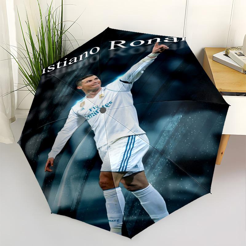 Ronaldo Action Portable Automatic Umbrella Compact 8-Rib Design Sturdy Construction Travel Essential Compact Folding Umbrella Gift for Festivals