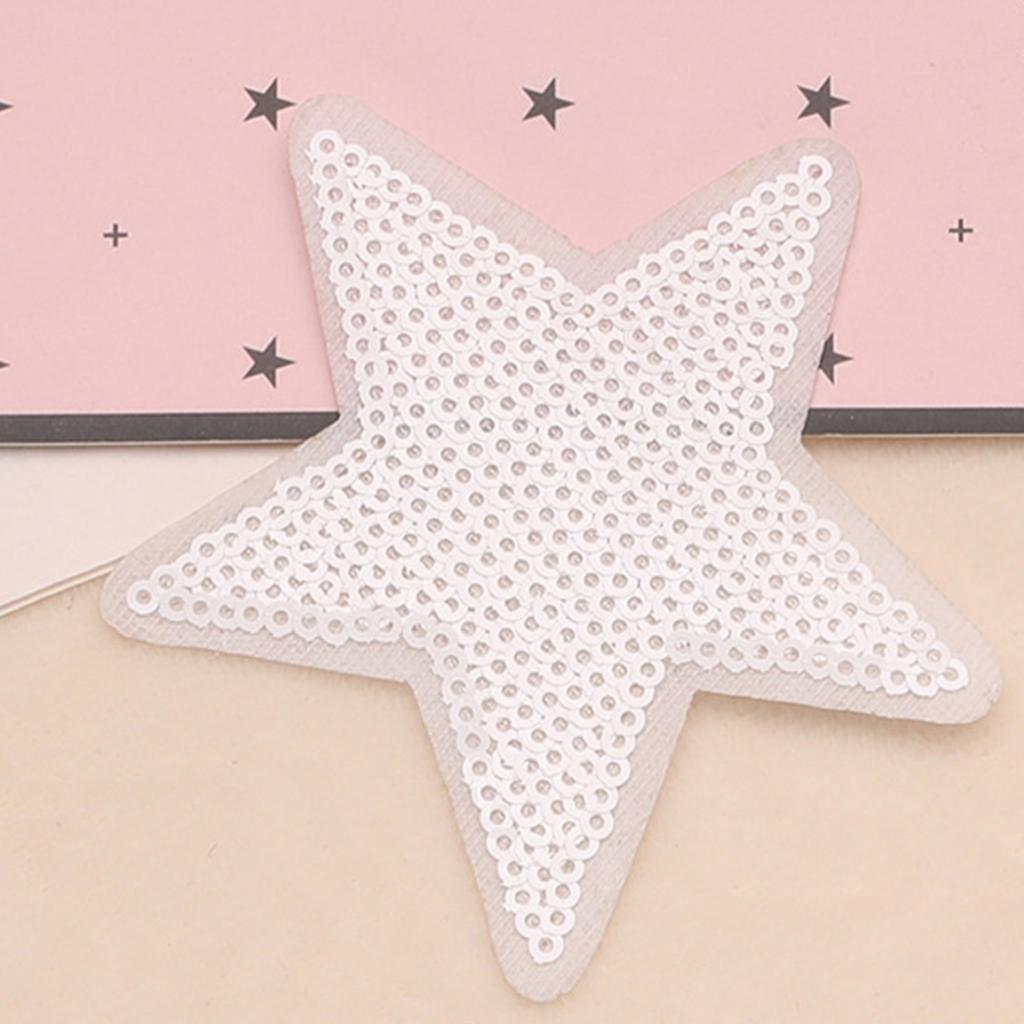 7Pieces Colorful Sequined Star Patches Clothing Craft Materials Fabric Applique For Hairclip And Craft Applications