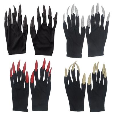 Funny Long Nails Cosplay Gloves Gothic Punk Black Mittens Party Scary Props Halloween