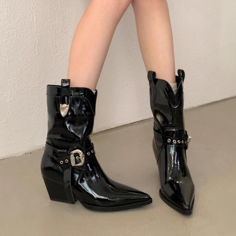 Designer 2025 New Women Ankle Boots Sexy Pointed Toe High Heels Shoes Brand Chunky Shoes Winter Boots Woman Pumps Botas