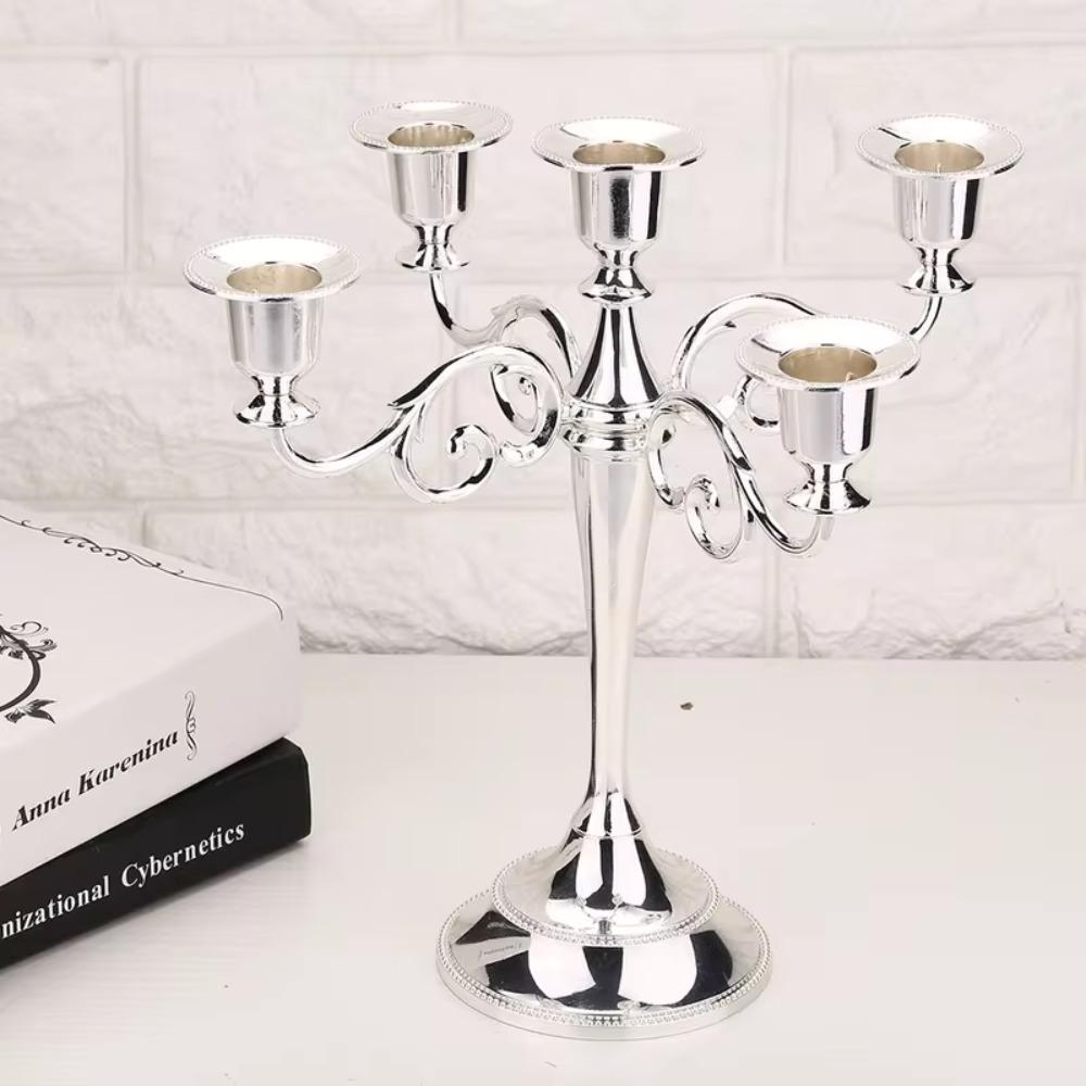 3/5 Arms Candle Holder Electroplated Candelabrum Wedding Decorations European Candlestick  Banquet
