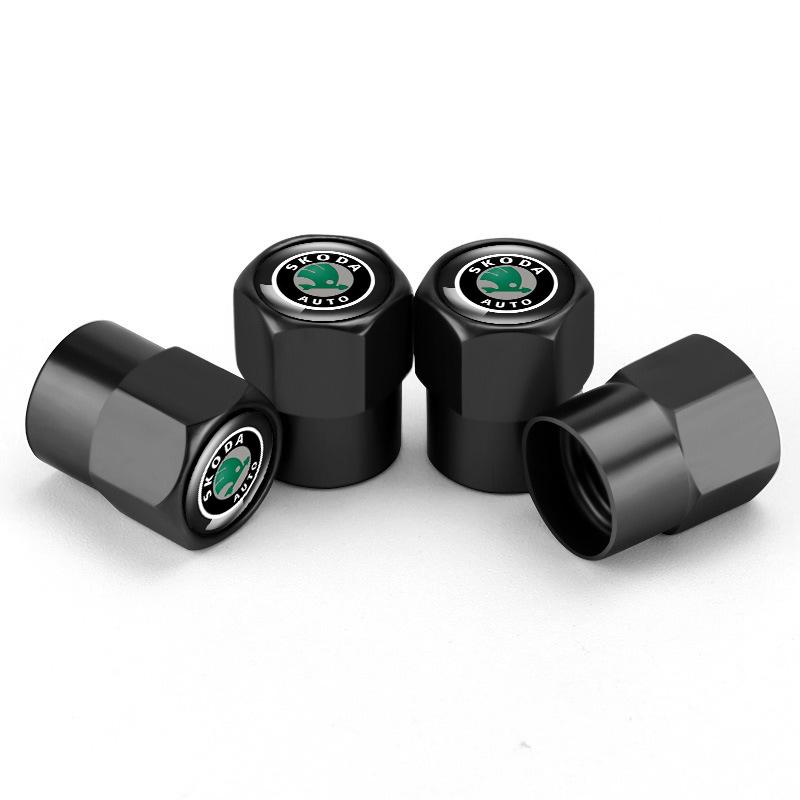JKFB8 New Sports Aluminum Wheels Tire Valve Caps For Skoda Kylaq Elroq Octavia Enyaq Kamiq Scala Rapid Superb Karoq Fabia Accessories