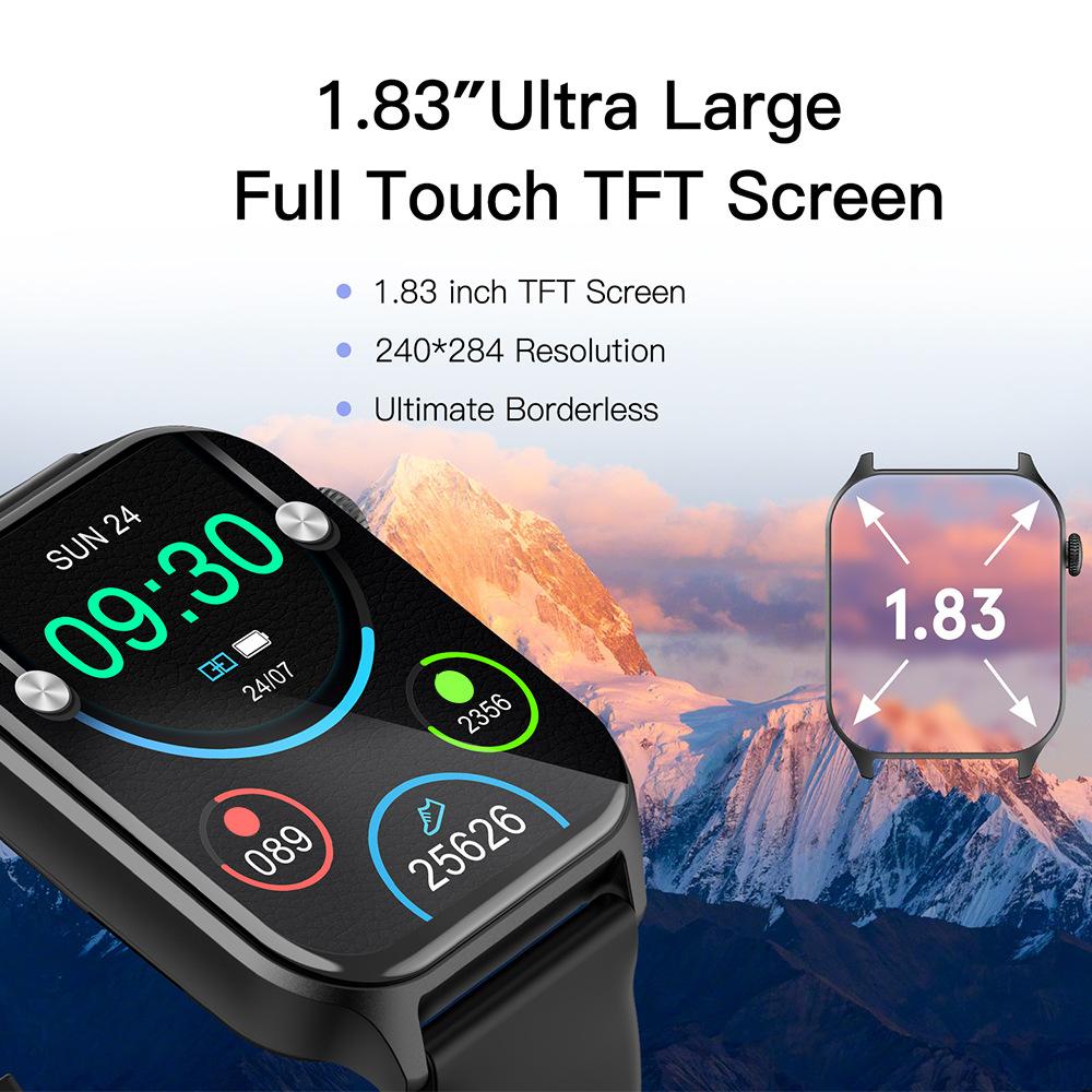 Smartwatch Calls 1.83'' Full Touch Screen Health Monitor 100+ Sport Modes Watch