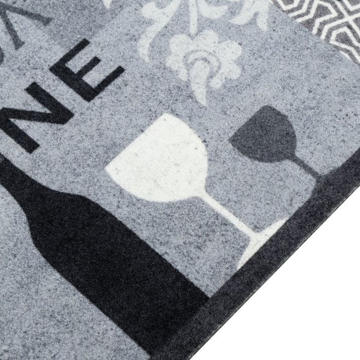 VidaXL Tapis de Cuisine Lavable Imprimé Wine, Paillasson Antidérapant, Tapis de Sol, Tapis devant Évier, Moderne, Gris 4005601