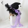 Demon Bow Tweed Lace Halloween Witch Hat Sweet and Cute Witch Hat for Women Original Lolita Witch Hats