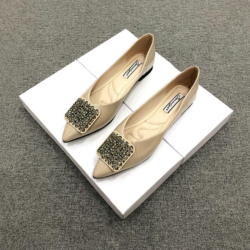 Mode Spitzschuh Ballerinas Damen 2025 Sommer Damenschuhe Pumps Schuhe mit weicher Sohle Mode Strassschnalle Vier Jahreszeiten Einzelne Schuhe