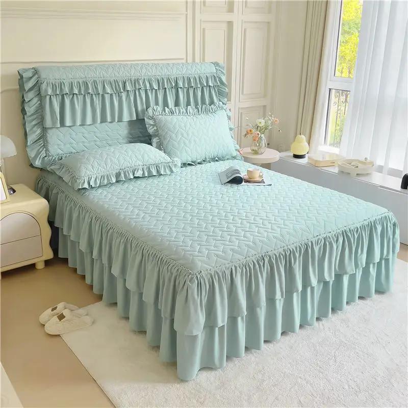 1PCs Thickened Lace Bed Skirt Four Seasons Single Piece Headcover Anti Slip and Dust Proof Bed Covers  Corchas Para La Cama