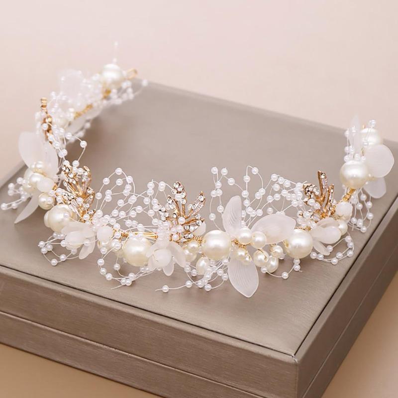 1Pc Children's Floral Pearl Hair Accessory,party Dress,wedding Flower Girl,elegant Dreamy Design,exquisite and Safe Materials