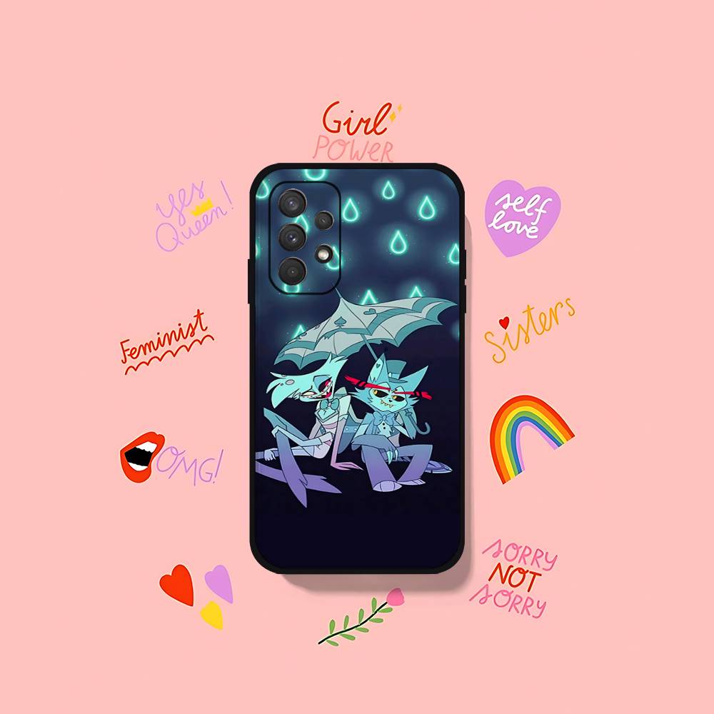 Etui na telefon Anime H-hazbin Hotel Dla Samsung S24/S25/S22 S30/A51 52/Lite/Ultra/5G/Plus/FE - Cienkie Odporne na wstrząsy Czarne Ochronne