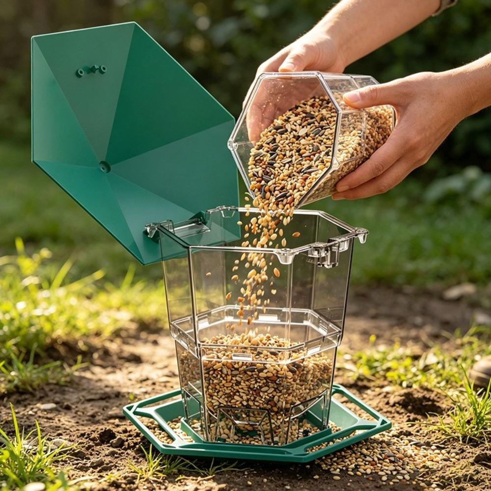Large Capacity Bird Food Tray Waterproof Bird Feeding Station Collapsible Bird Feeder  Garden