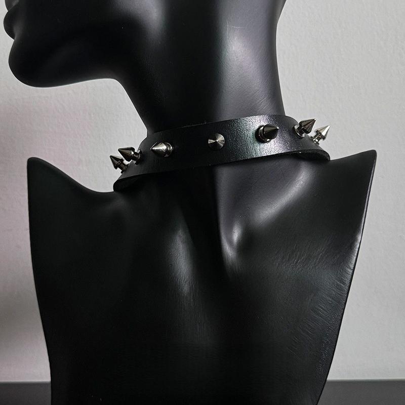 Koženkový Choker Náhrdelník Pro Ženy Muže Cool Punk Gotický Biker Límec S Cvočky Rockový Náhrdelník Rave Šperky