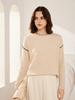Autumn/Winter 100% Cashmere Versatile Clip-Edge Round Neck Sweater