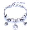 Pulseira em Forma de Coração Liga Design de Elefante Furo Grande Contas de Vidro Transparentes Joia Presente para Mulheres
