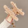 Plush Bow Tassel Grab Clip Furry Hairpin Female Back Head Hair Clip Shark Clip Autumn and Winter Hairpin Headdress