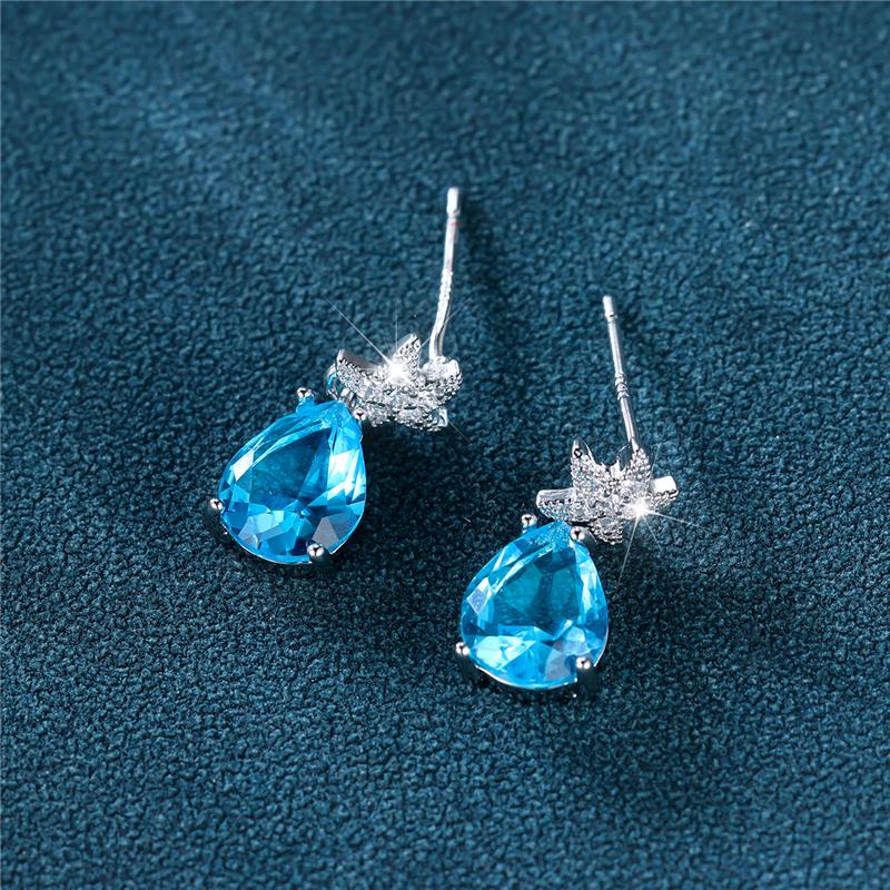 

Симпатичные серьги-подвески с пятиконечной звездой и каплей для девочек-студенток и специальные подарки на день рождения аква голубой