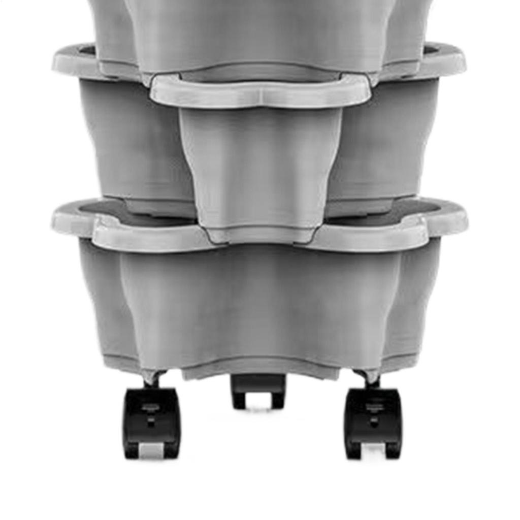6-Tier Plant Tower With Wheels Stackable Plant Towers ABS Vertical Planter Tower For Strawberry Green Ivy Balcony Terrace
