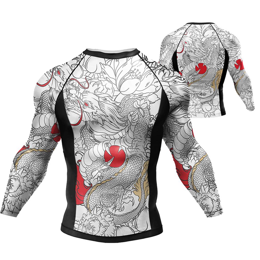 Kimono Rashguard Jiu Jitsu per Uomo T-shirt MMA Muay Thai BJJ Rash Guard Palestra Boxe Maglie Sportive Compressione Magliette per Palestra