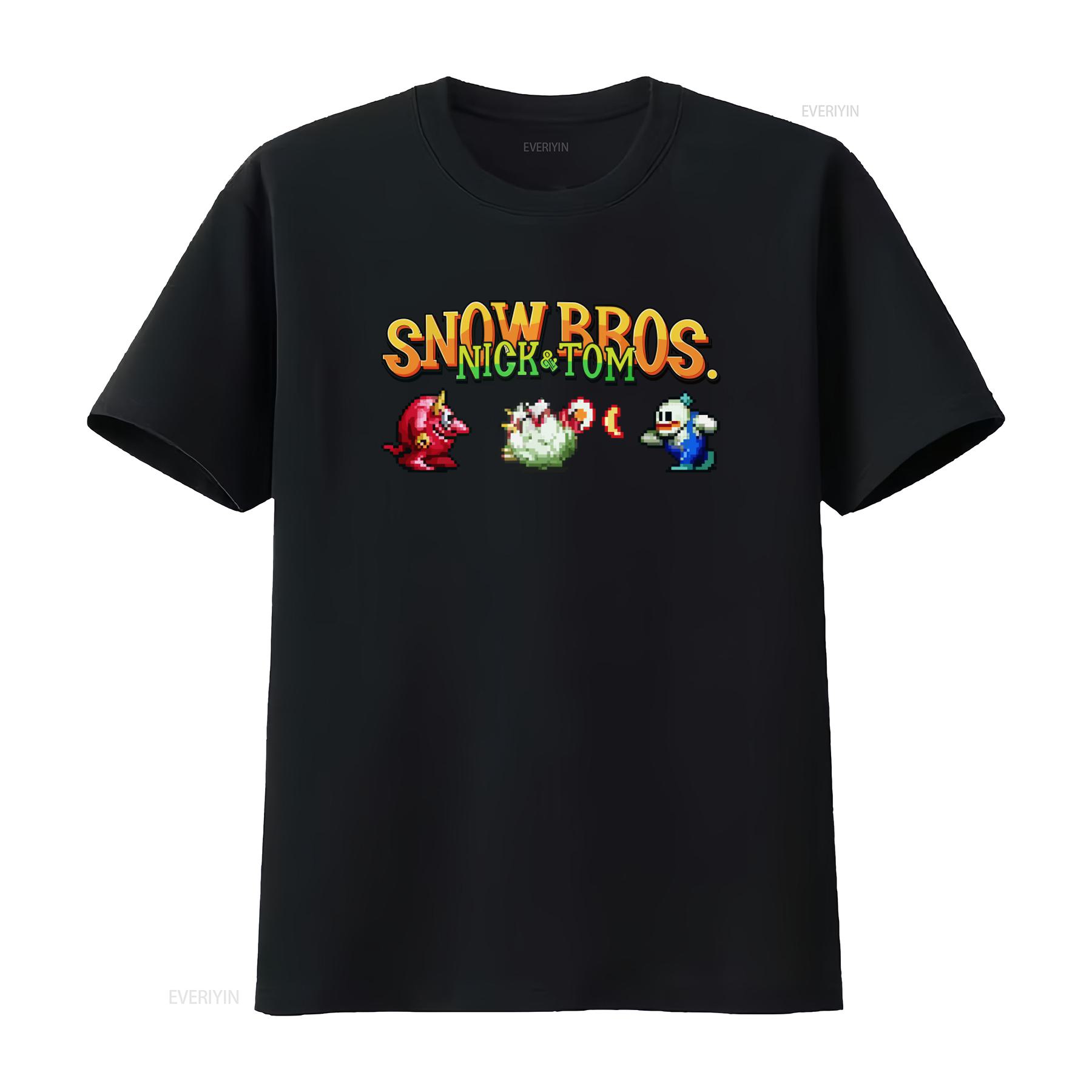 

Snow Bros Retro Arcade 80s Game 8Bit Pixel Art T Shirt for Vintage Video Design Cool vintage Washed Stretched Soft homme 4XL