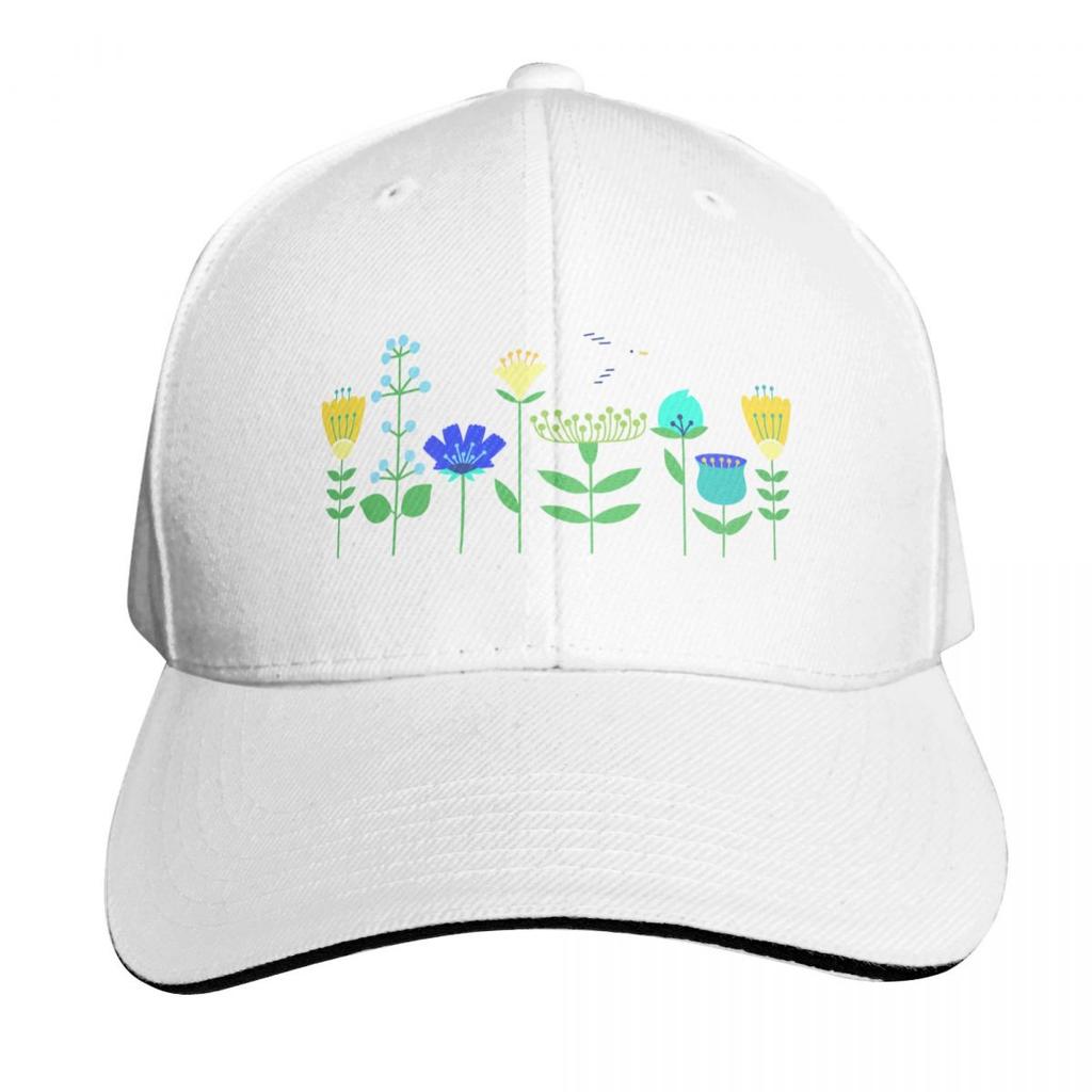 Scandinavian flowers with soaring bird Baseball Cap Low Profile Unstructured Unisex for Unisex Women Outdoor Golf Running Hiking