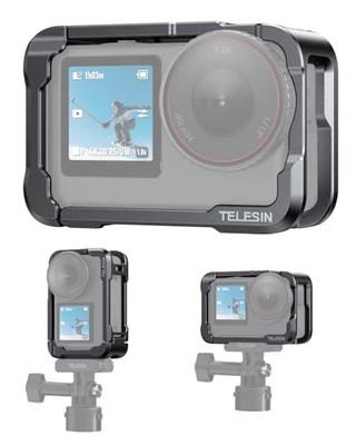Cage en alliage d'aluminium TELESIN pour DJI Osmo Action 6, Prises de vue verticales et horizontales, Cadre de protection, Compatible avec les trépieds, les perches à selfie, Remplissage Li