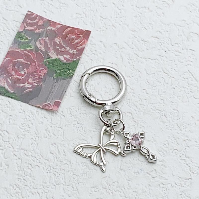 Elegant Alloy Butterfly Bows Charm Phone Charm Women's Accessory Bag Pendant Handbag Ornament Keyring for Ladies