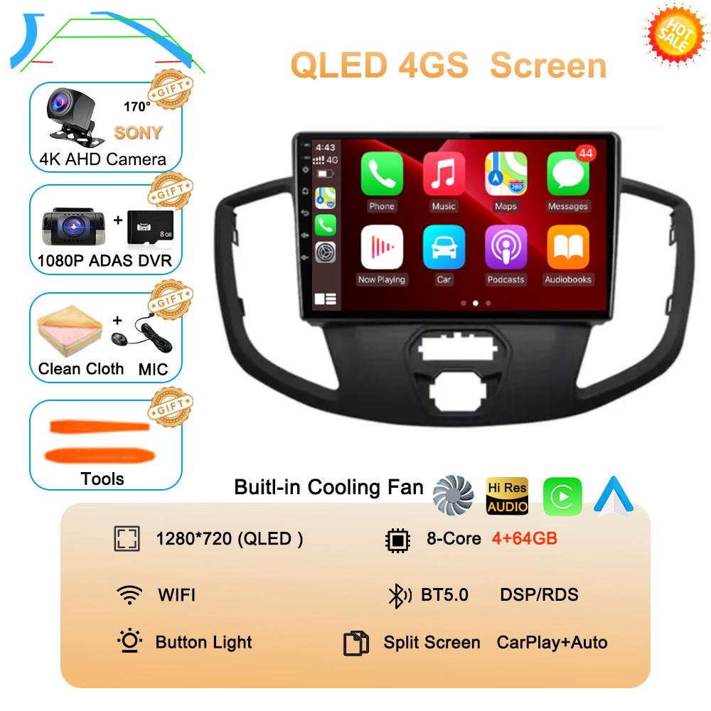 Android 14 Auto Carplay For Ford Transit 2015 - 2018 Car Radio Multimedia Video Player Navigation GPS Stereo 360 Camera WIFI+4G