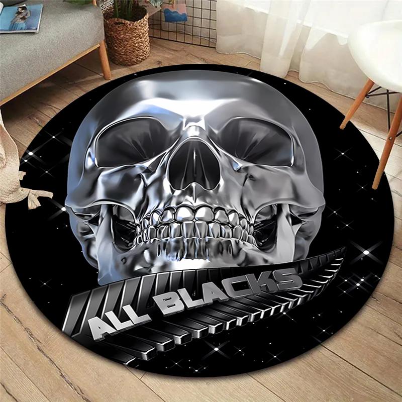 

Круглый ковер с изображением регбийной команды Новой Зеландии All Blacks, Ковер для гостиной, спальни, дивана, игровой комнаты, Нескользящий коврик для пола 80cmx80cm