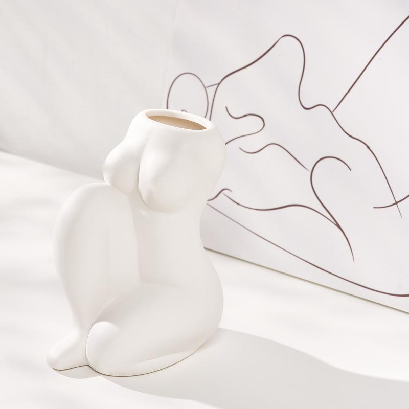 

Белая креативная керамическая ваза для сухоцветов, украшение для дома, цветочная композиция для гостиной, художественное украшение, цветочная композиция